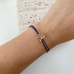 4/$15 Gold Letter R Purple String Bracelet